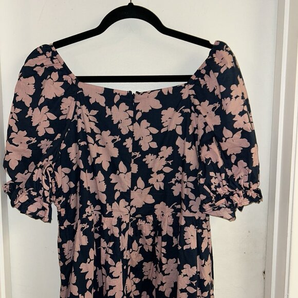 The Nines By Hatch Navy & Pink Floral Smock Midi Maternity Dress Size XL - Picture 5 of 8